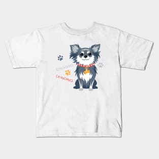 Вog black longhaired Chihuahua Kids T-Shirt